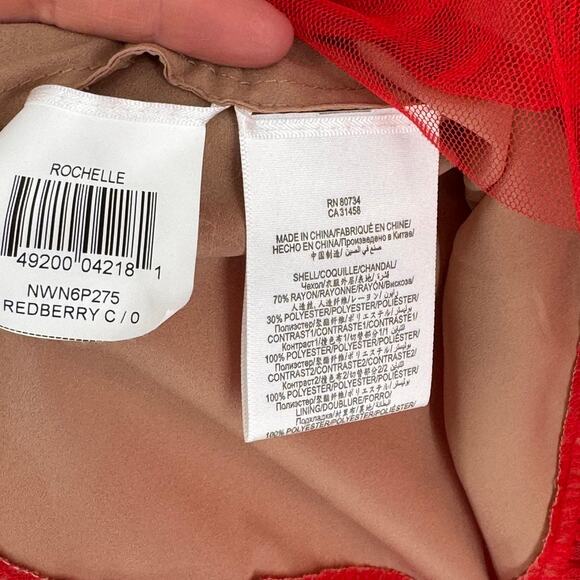 BCBG Dress Red Berry Rochelle Scallop Lace Size 0 BCBGMAXAZRIA - Picture 8 of 8